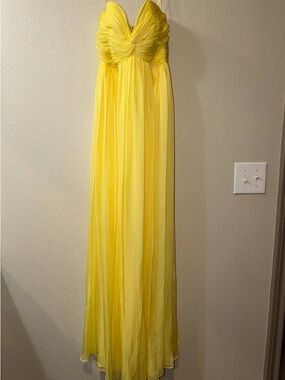 Strapless Yellow Chiffon Maxi Dress
